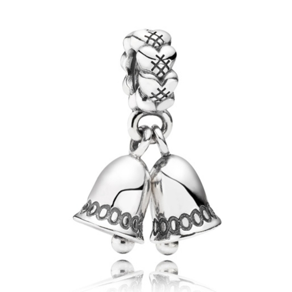 Pandora Retired Sterling Silver Silver Bells Christmas Dangle Bead - 791230 - Picture 1 of 6